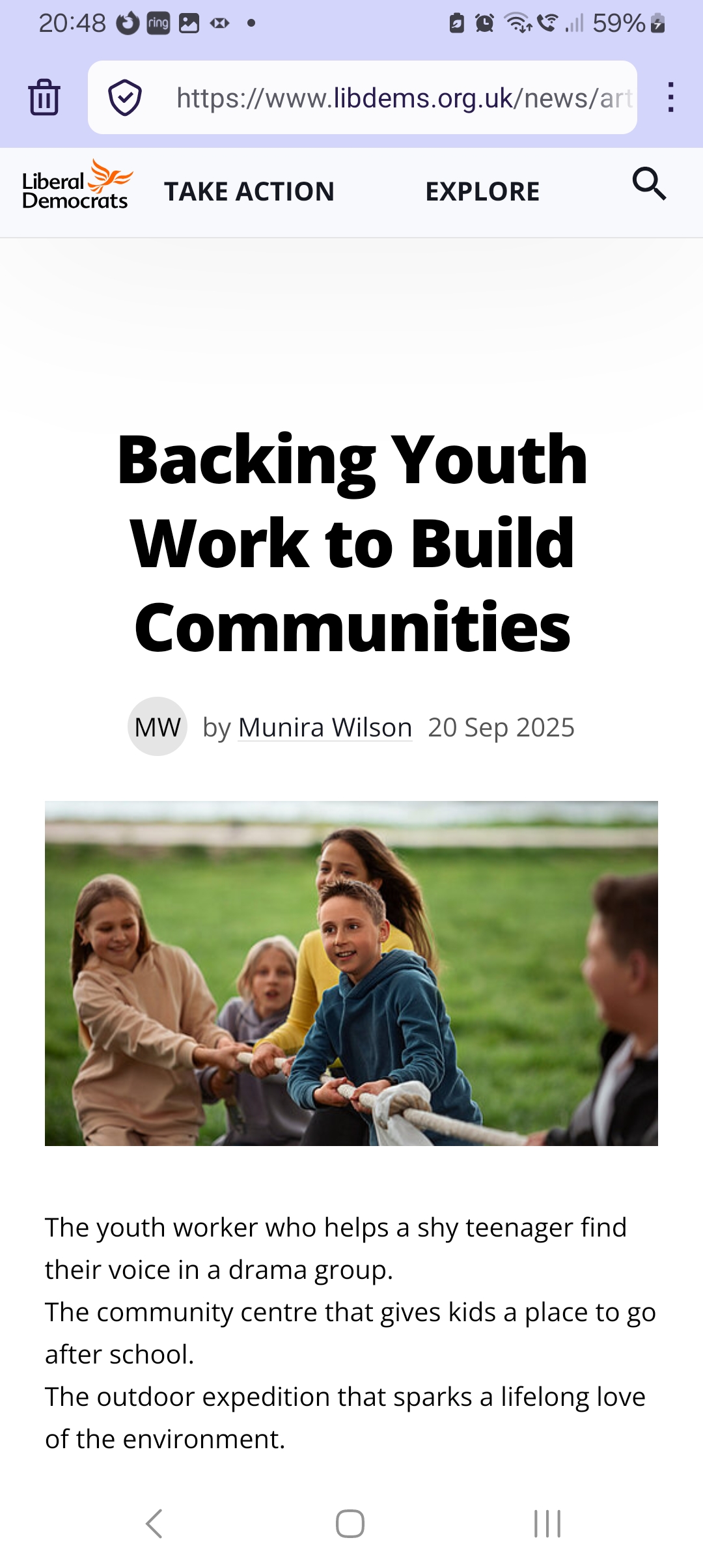 Liberal democrats hypocritically claim to support
                young peoplle's drama while shutting down their theatre